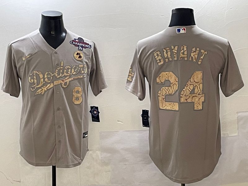 Men Los Angeles Dodgers 24 Bryant Grey Fashion Game 2025 Nike MLB Jersey style 3064